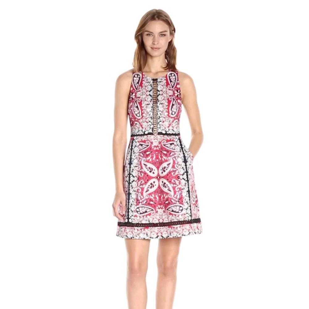 Nanette Lepore Overboard Paisley Cross-Back Dress 6